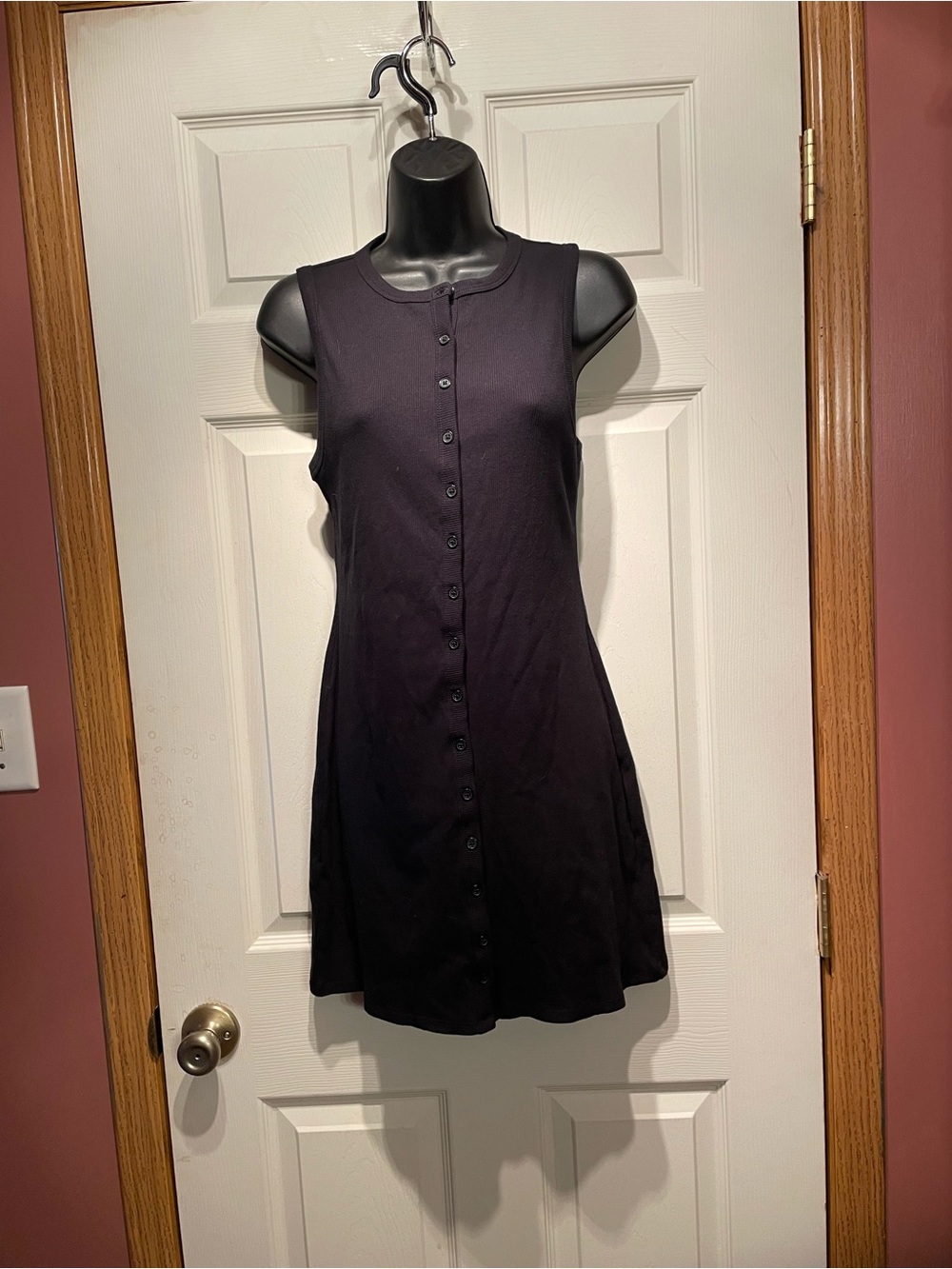 wild fable Black Sleeveless Button-Front Mini Dress